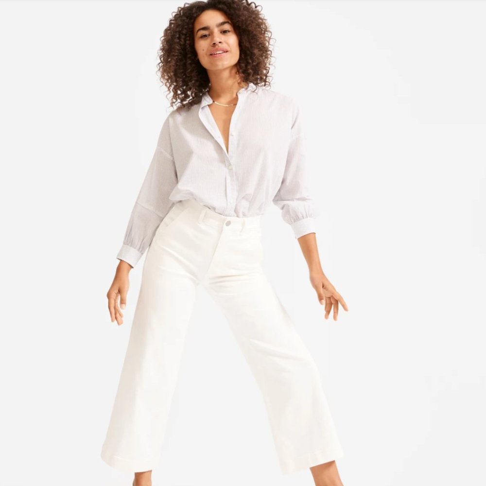 Everlane The Wide-Leg Crop Pant - Bone